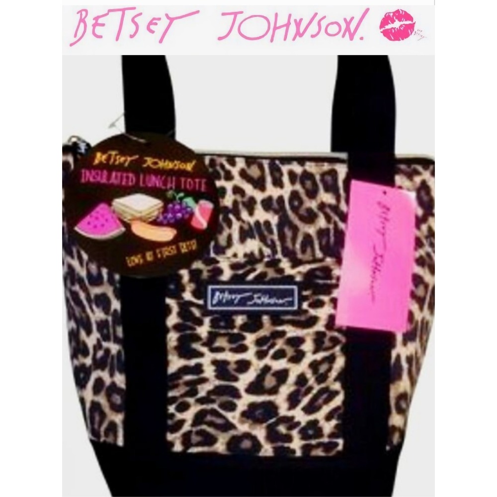 Betsey Johnson Leopard Print Canvas Insulated Lunch Tote Bag